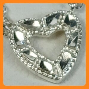 Vintage 90s SA Sterling Silver Open Heart Pendant Necklace 18 Inch Thailand NOS